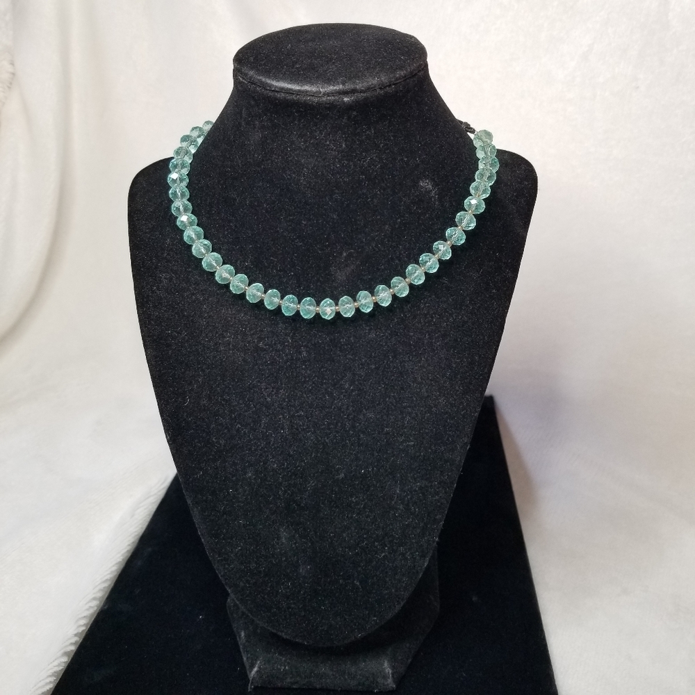 Artisan-made Faceted Aqua Blue Beaded Adjustable necklace